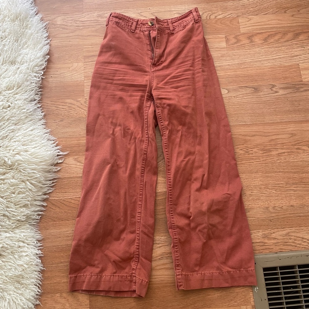 Free people cotton orange wide leg pants